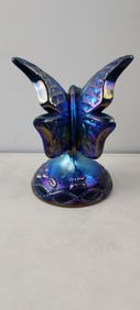 1980s Fenton Amethyst Iridescent Carnival Butterfly Figurine