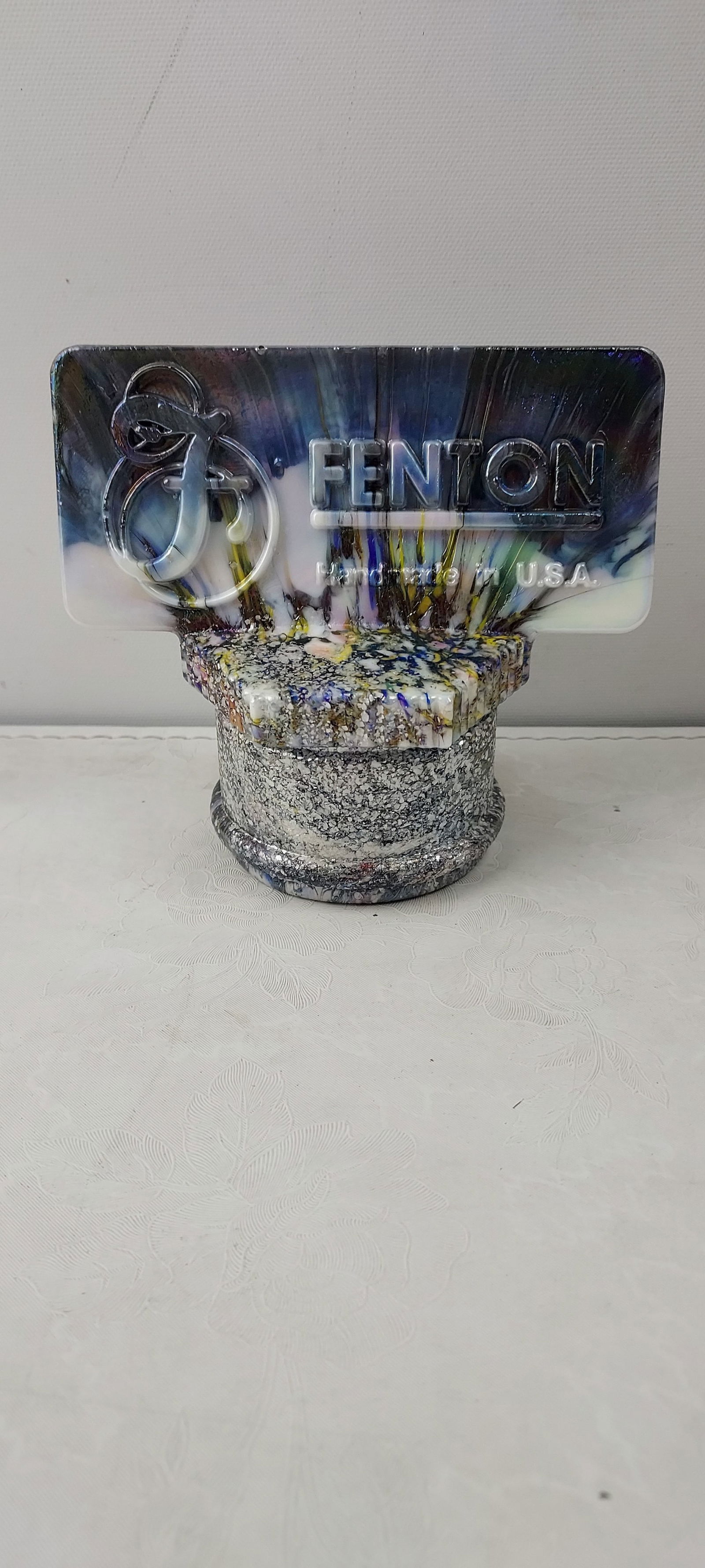 Fenton Art Glass Iridescent Carnival Glass Multi-Color Dealer Display Logo Sign (1 of 3)