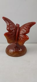 1989 Fenton Art Glass Mandarin Red Slag Glass Butterfly Figurine