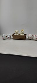 A Lot of Three Vintage Pig-Themed Salt and Pepper Shaker Sets, featuring Fitz & Floyd 'Pigs in