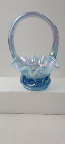 Fenton Blue Opalescent Carnival Glass Basket