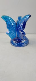 Fenton Blue Iridescent Pressed Art Glass Butterfly 5171