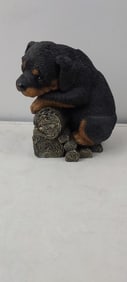 1995 Livinliving Stone, Inc. Rottweiler Puppy ROTTWEILER ON LOGS PUP Figurine