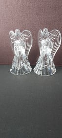 Pair of Vintage 24% Lead Crystal Angel Taper Candle Holders, Approx. 7.5" Tall