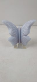 Vintage Fenton Art Glass Lavender-Blue Frosted Butterfly Figurine