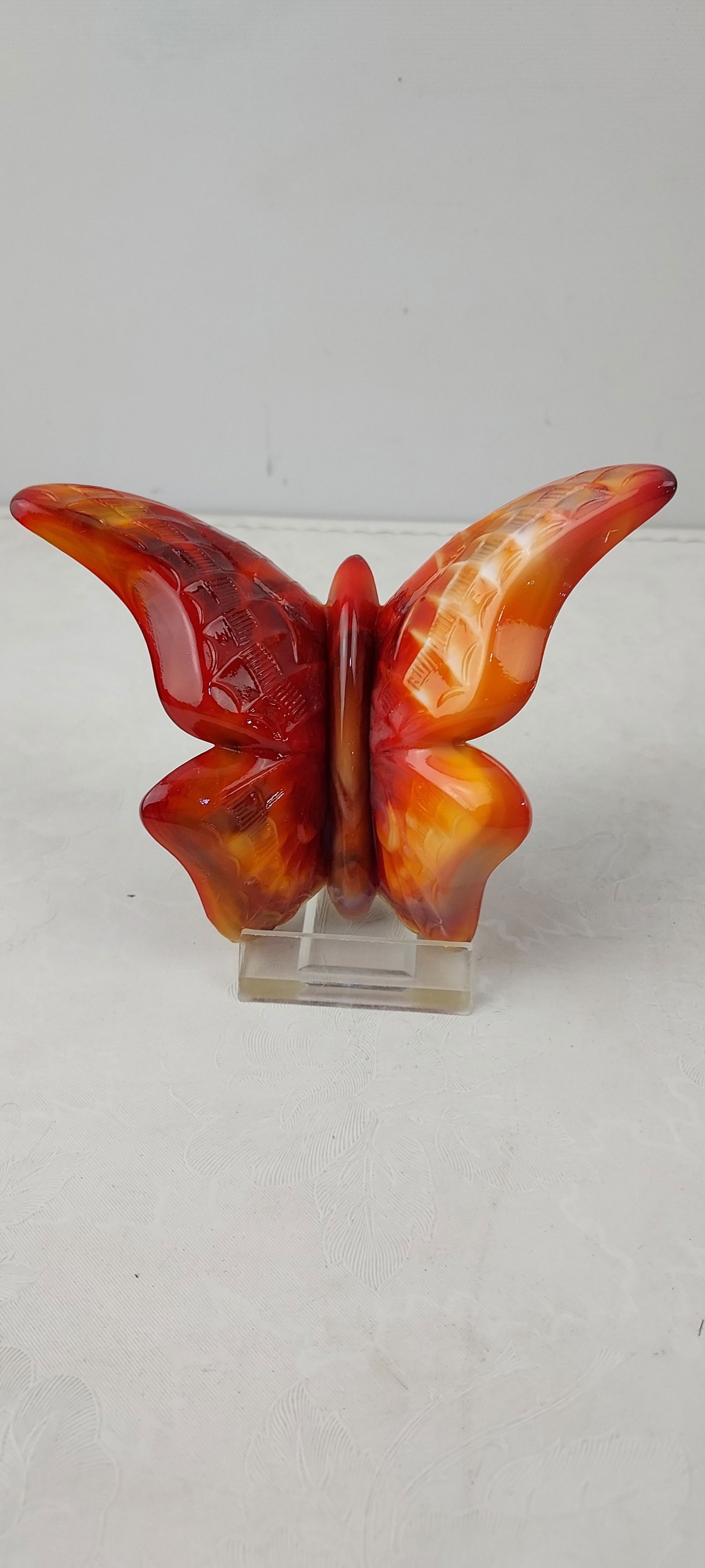 Fenton Art Glass Mandarin Red Carnival Butterfly Figurine (1 of 4)