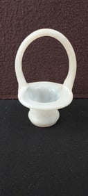 Fenton White Opalescent Milk Glass Molded Geometric Mini Basket