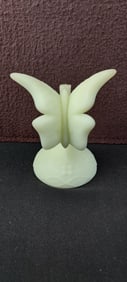 Vintage Fenton Custard Glass Butterfly on Stand