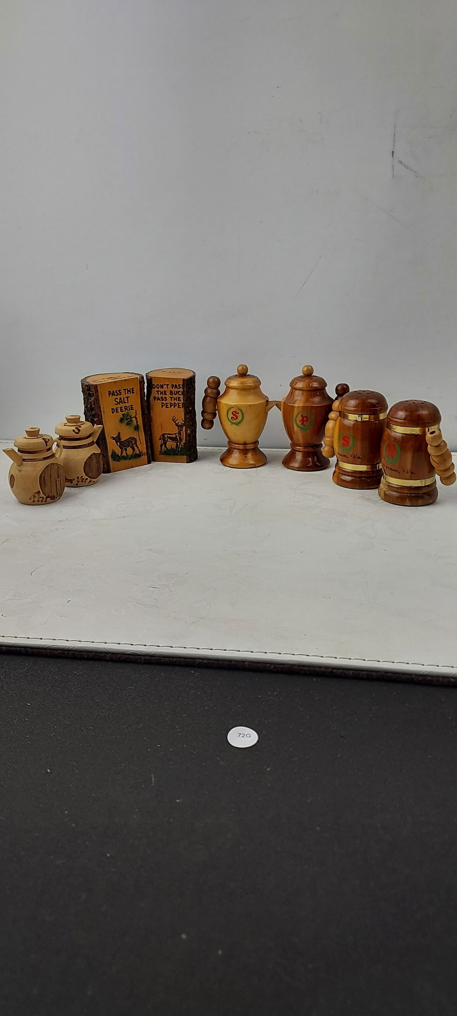 A Lot of Vintage Wooden Coffee Pot, Urn, and Beer Mug Style Salt & Pepper Shakers with Rustic (1 of 6)