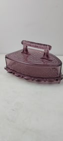 Imperial Glass Amethyst Covered Flat Iron Candy Dish