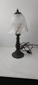 Fenton Art Glass Rose Garden Tulip Lamp Hand-Painted by M. Wagner