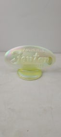1990s Fenton Sea Mist Green Iridescent Oval Logo Dealer Sign #9499