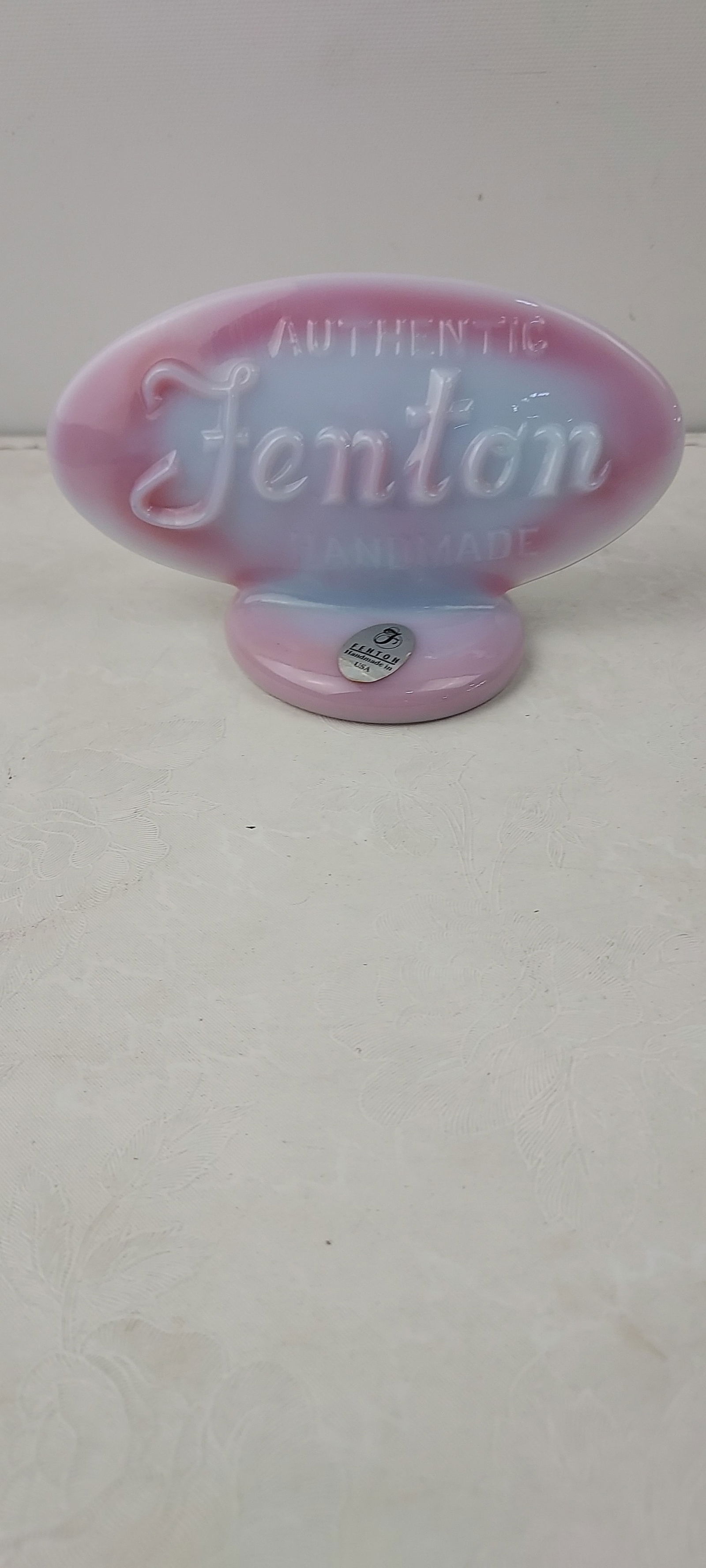 1999 Fenton 'Sunset Stretch' Iridized Oval Logo Dealer Sign (1 of 3)