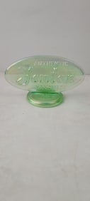 1980 Fenton Iridescent Green Glass Logo Dealer Display Sign
