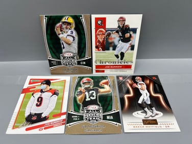 Lot of (5) Modern Football Star Quarterback Cards W/ Joe Burrow RC