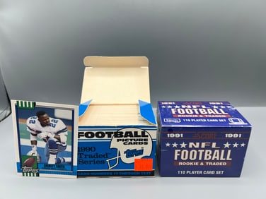 1990 Topps Traded Football Set W/ Emmitt Smith RC & 1991 Score Rookie & Traded Football Factory