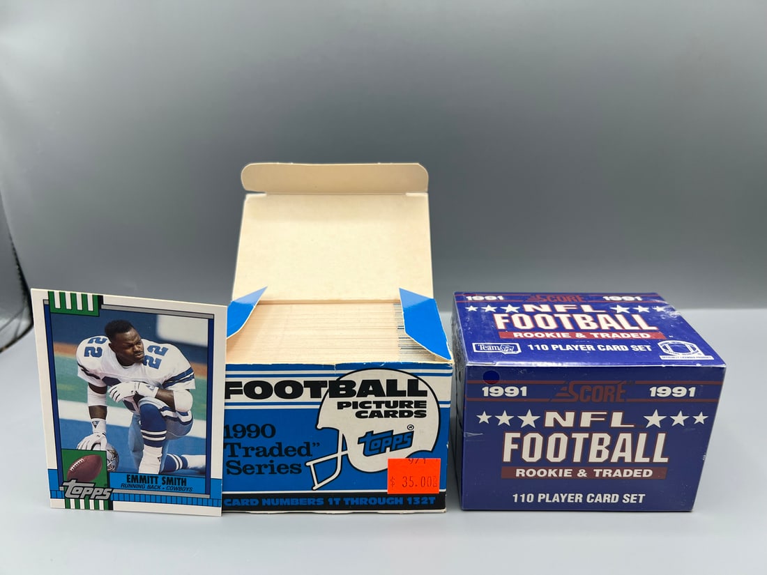 1990 Topps Traded Football Set W/ Emmitt Smith RC & 1991 Score Rookie & Traded Football Factory (1 of 4)
