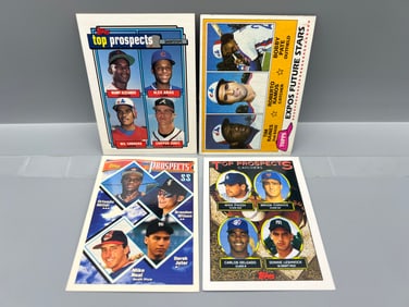 Lot of (4) Vintage Baseball Star Player RC/Prospect Cards - Varying Conditions - Chipper Jones,