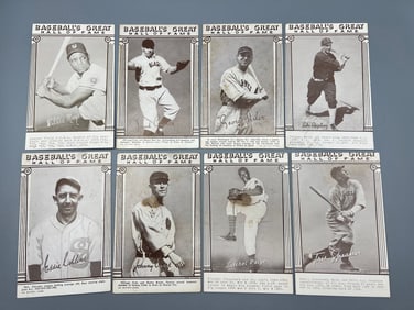 Lot of (8) 1977 Exhibit Baseball's Greats Hall Of Fame - Varying Conditions
