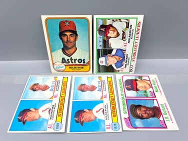 Lot of (5) 1970s & 80s Nolan Ryan Baseball Cards - Varying Conditions