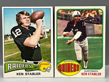 Lot Of (2) Ken Stabler: 1975 Topps #380  &  1976 Topps #415