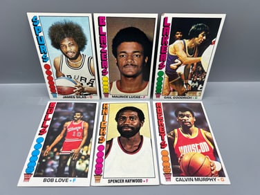 Lot of (6) 1976-77 Topps Basketball Star Player Cards - Varying Conditions