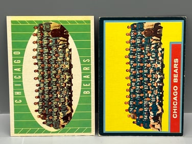 1961 Topps Chicago Bears Team #18 & 1962 Topps Chicago Bears Team #25