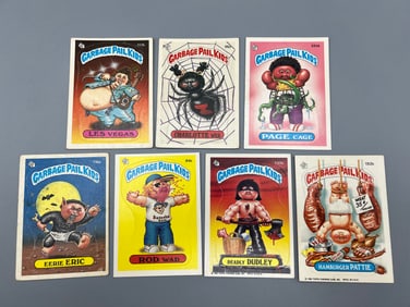Lot of (7) 1980s Garbage Pail Kids Trading Cards - Varying Conditions