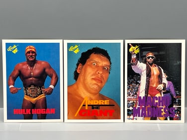 1990 Classic WWF Hulk Hogan #1, Andre The Giant #66, & Macho Man Randy Savage #126