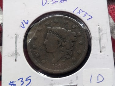 1837 Matron Head (Modified) Large Cent - 188 Years Old!