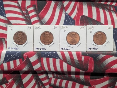 2011-D, 2012 P&D, & 2013-D Lincoln Shield Cents All BU