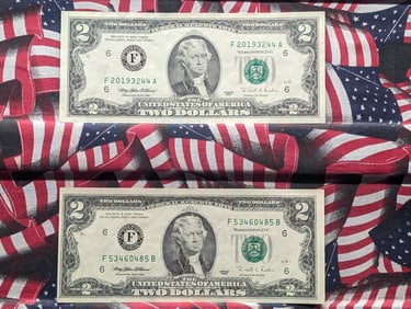 Lot of Two (2) 1995 U.S. $2 Bills