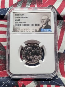 2022-D Wilma Mankiller Washington Quarter, NGC MS 68