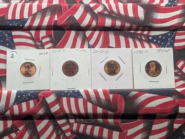 1996-S "Proof", 2003-D,  Lincoln Memorial Cents & 2012-D, & 2014-D Shield Cents