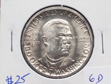 1946 Commemorative Booker T. Washington Memorial Silver Half Dollar - 90% Silver