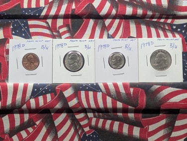 1978-D Lincoln Memorial Cent, 1978-D Jefferson Nickel, 1978-D Roosevelt Dime, & 1978-D Washington