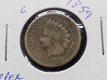 1859 CN Indian Head Cent -  Pre Civil War! - First Year!