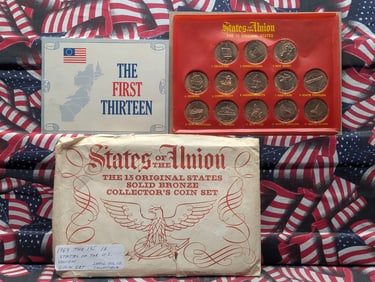 1969 States of The Union 13 Original States Solid Bronze Collector's Coin Set