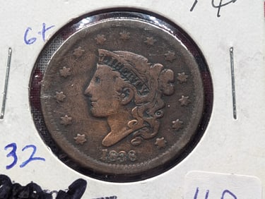 1838 Matron Head (Modified) Large Cent - 187 Years Old!
