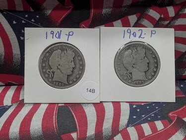 1901-P and 1902-P Barber Half Dollar