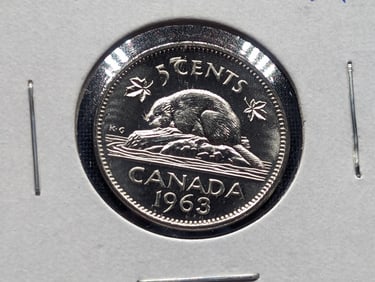 1963 Canadian Five Cent Coin BU