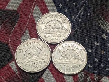 1940, 1942, 1956 Canadian Nickels
