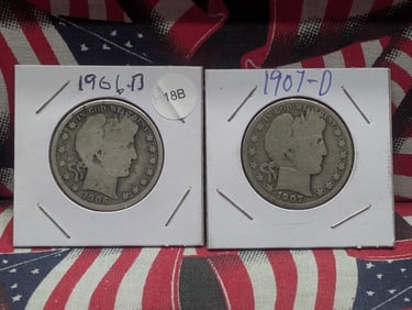 1906-D and 1907-D Barber Half Dollar