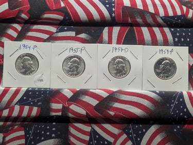 4 High Grade Quarters 1954-P, 55-P, 58-D, 59-P