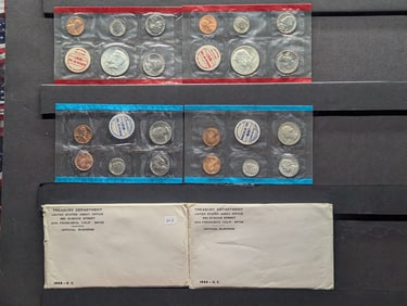 1968 & 1969 P,D,S Uncirculated Sets - Includes 40% Silver Half Dollar! - (20 Coins Total)!
