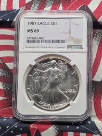 1987 American Silver Eagle One Dollar, NGC MS 69