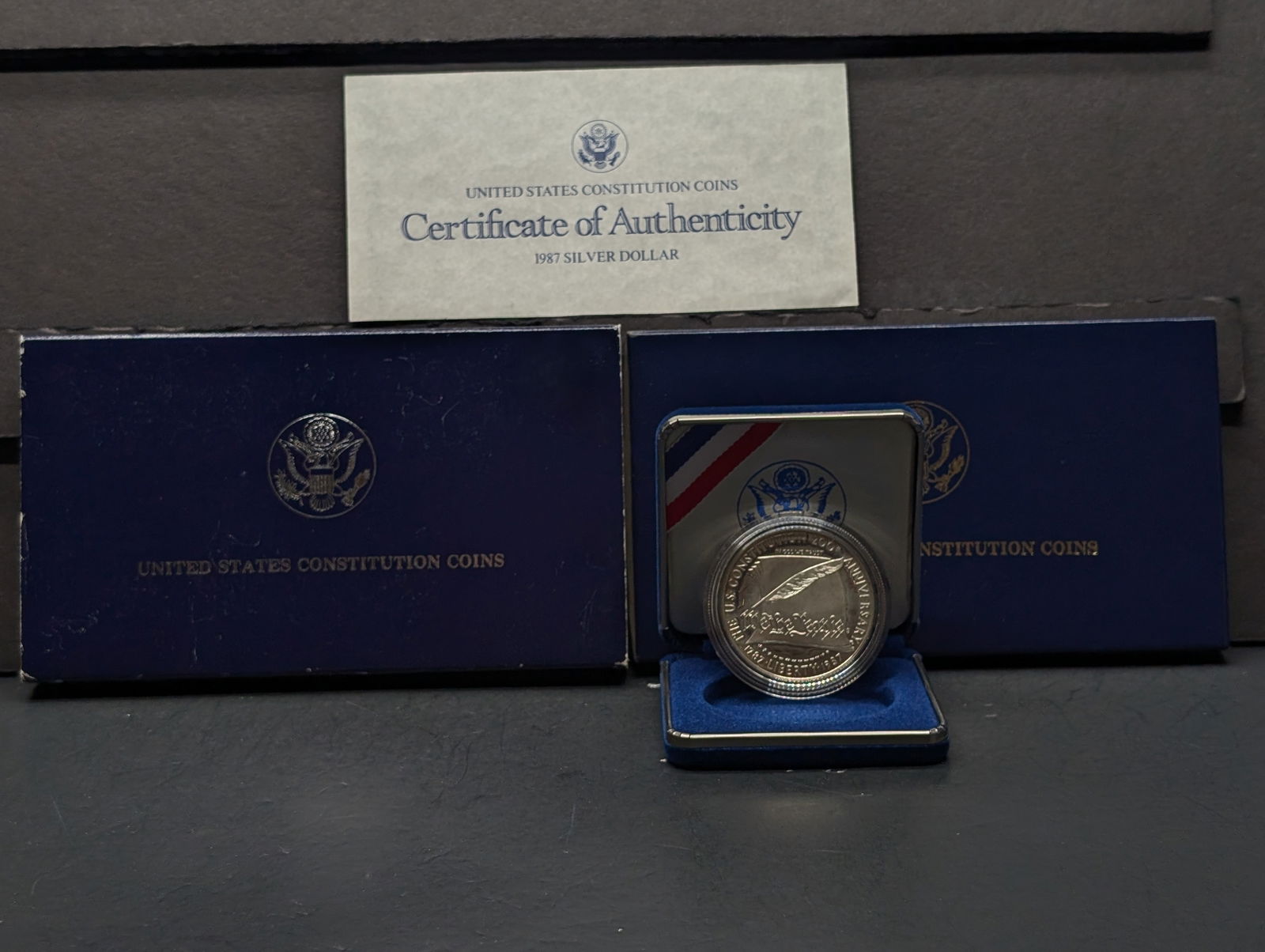 1987-S U.S. Constitution Silver Dollar, 90% Silver In OGP With COA (1 of 4)