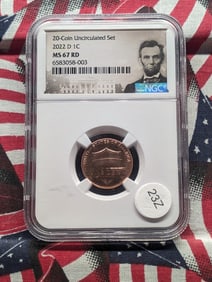 2022-D MS67 RD Lincoln Penny From Uncirculated Set, (Graded by NGC)