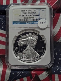 2014-W American Silver Eagle One Dollar, NGC PF 69 ULTRA CAMEO