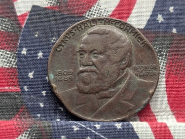 Cyrus Hall McCormick - Inventor of Reaper Int. Harvester Bronze Token